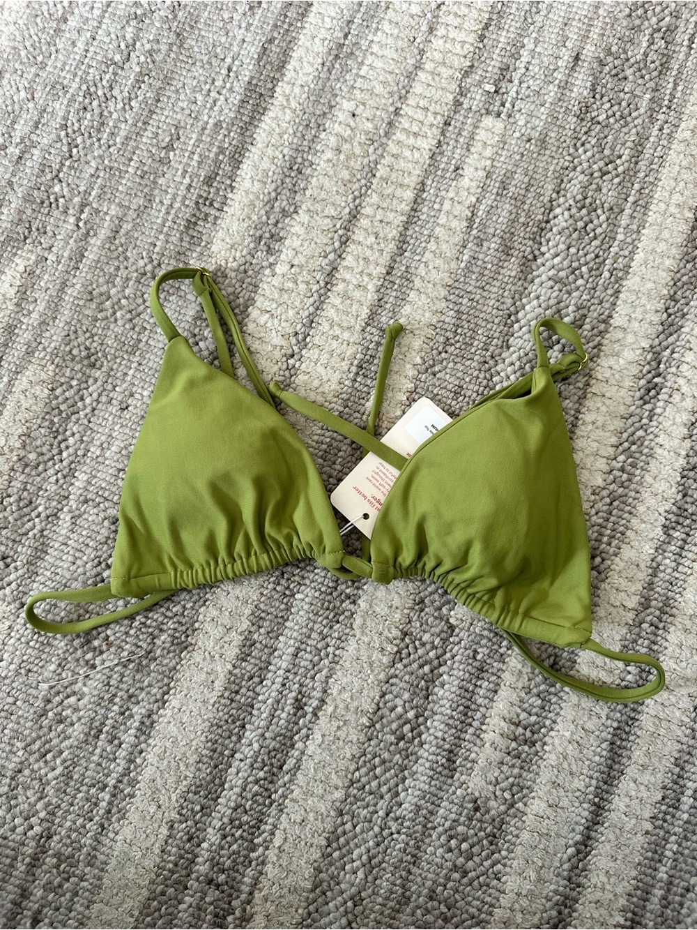 Midori Olive Green Triangle Bikini Top with Adjustable Ties